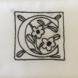 Hand Embroidered Monogram Letter “C” Pillowcase